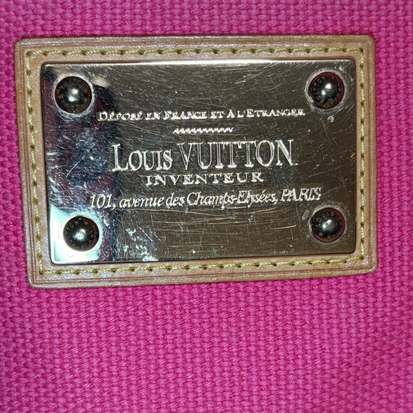 Louis Vuitton Antigua Cabas PM Pink Red Canvas Tote Bag Made in France Rare GUC - Picture 2 of 13